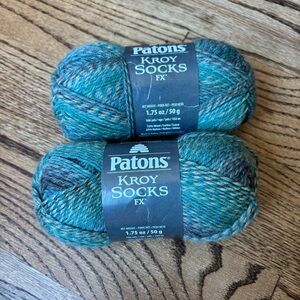 Patons Kroy Socks Yarn Lot of 2 Cascade Striped Teal Color Changing Wool Blend